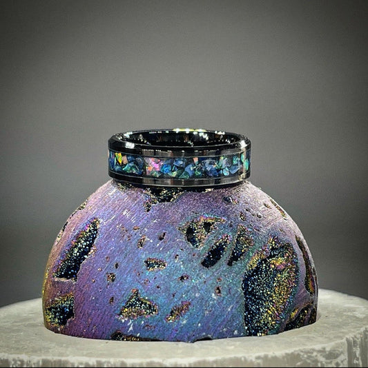 Elysian Waves Abalone and Opal Ring - Classic Series