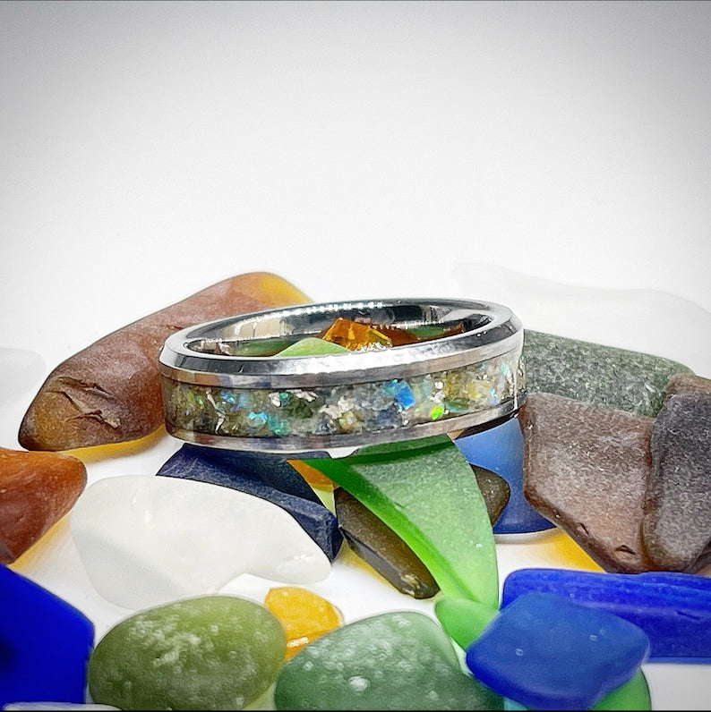 Coastal Radiance Glowing Sea Glass Beach Ring - Classic Series