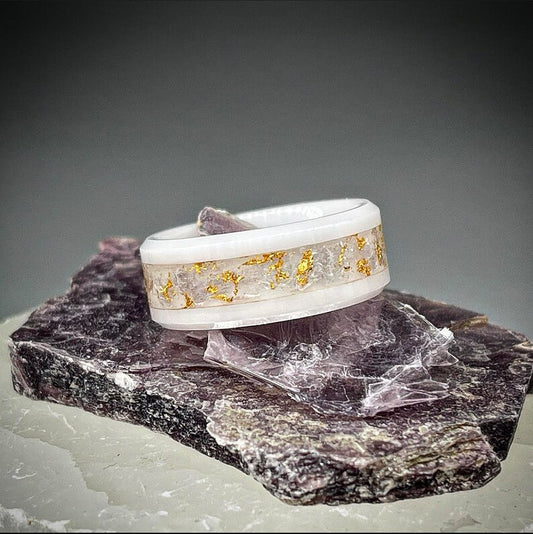 Gilded Veil Lepidolite and Gold Ring - Signature Series