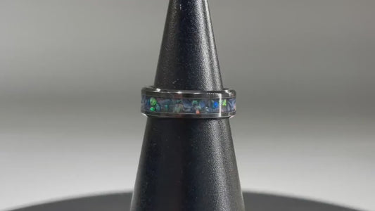 Elysian Waves Abalone and Opal Ring - Classic Series