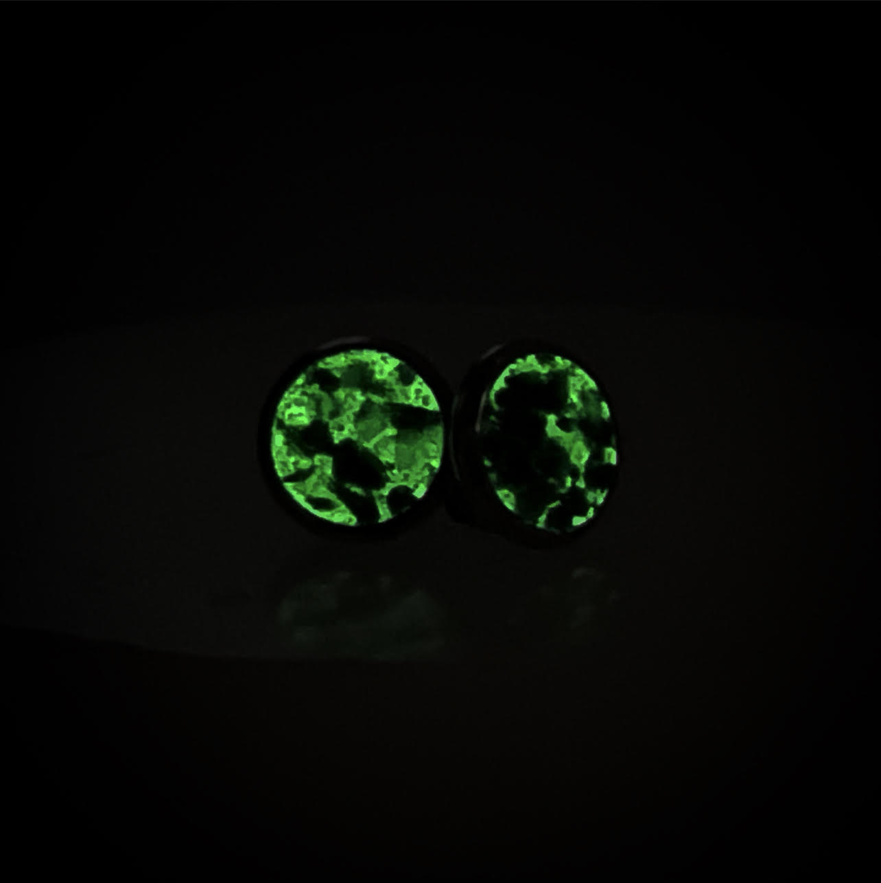 glow in the dark emerald jade earrings