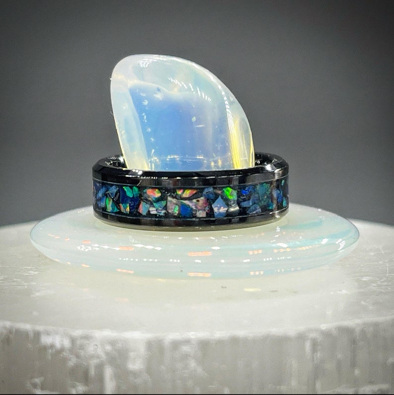 Elysian Waves Abalone and Opal Ring - Classic Series