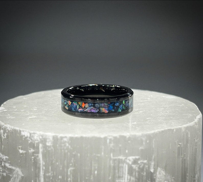 Elysian Waves Abalone and Opal Ring - Classic Series