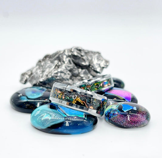 meteorite ring dichroic glass artisan couture contemporary art